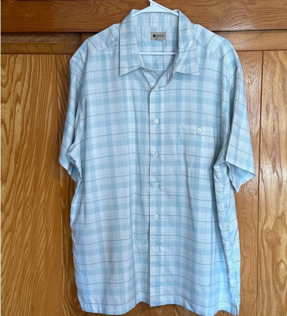 Vintage Men's Haggar Pastel Plaid Button Down Shirt XXL